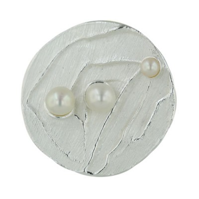 Sterling Silver Pendant 42X42mm Vine Lined Round with Double 7.5mm+5M
