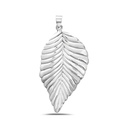 Sterling Silver Pendant Plain Lined Leaf--E-coated/Nickle Free--