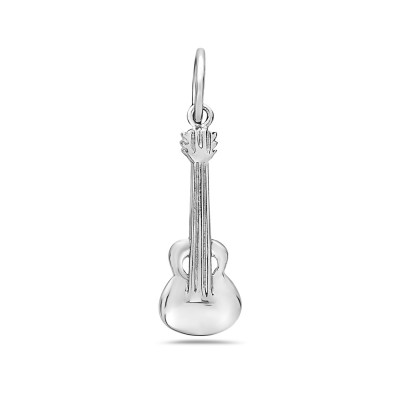 Sterling Silver Pendant Plain Guitar--Rhodium Plating/Nickle Free--