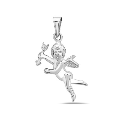 Sterling Silver Pendant of Cupid with Bow -E-Coated-
