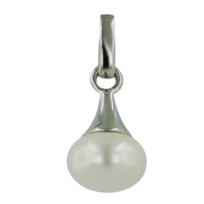 Sterling Silver Pendant 8.5-9mm White Potato Fresh Water Pearl