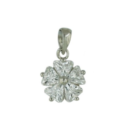 Sterling Silver Pendant of Round Clear Cubic Zirconia