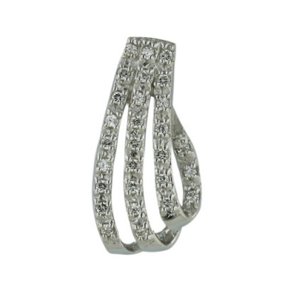 Sterling Silver Pendant with 3 Curved Lines Wth Clear Cubic Zirconia