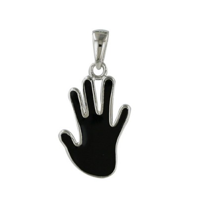 Sterling Silver Pendant 11-22mm Black Epoxy Hand
