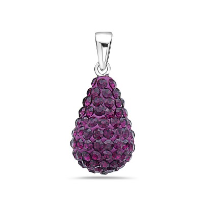 Sterling Silver Pendant Amethyst Teardrop Fireball Dangle