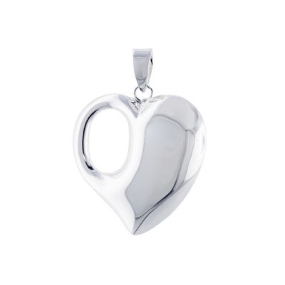 Sterling Silver Pendant "All About Love" Hole on Heart with Bail