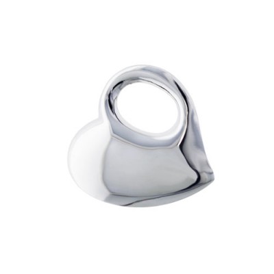 Sterling Silver Pendant Slanted Heart Open Hole For Chain