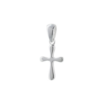 Sterling Silver Pendant Plain Silver 14mm Bubble Cross