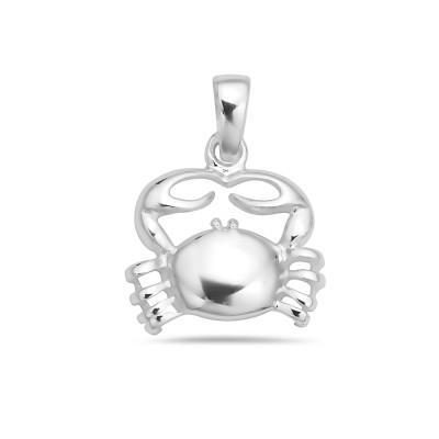 Sterling Silver Pendant Plain Crab with Jump Ring --E-Coated--