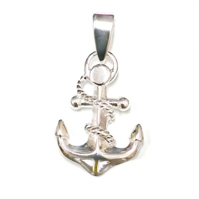 Sterling Silver Pendant Plain Anchor with Thick Rope Wrap Around