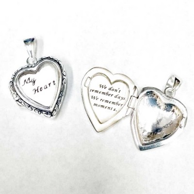 Sterling Silver Pendant Heart Locket "My Heart" Word in Front