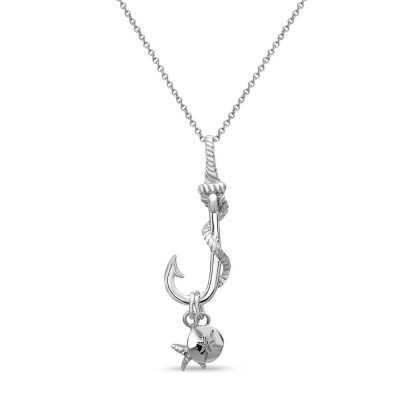 SS Pendant Hook With Dangling Star & Circle Charm, Silver