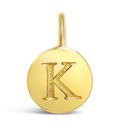STERLING SILVER PLAIN ROUND CHARM LETTER K *GOLD PLATED