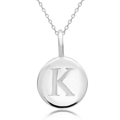 STERLING SILVER PLAIN ROUND CHARM LETTER K