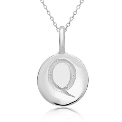 STERLING SILVER PLAIN ROUND CHARM LETTER Q