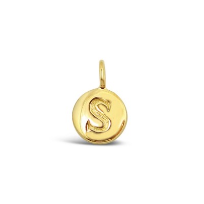 STERLING SILVER PLAIN ROUND CHARM LETTER S* GOLD PLATED