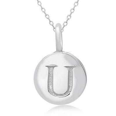 STERLING SILVER PLAIN ROUND CHARM LETTER U