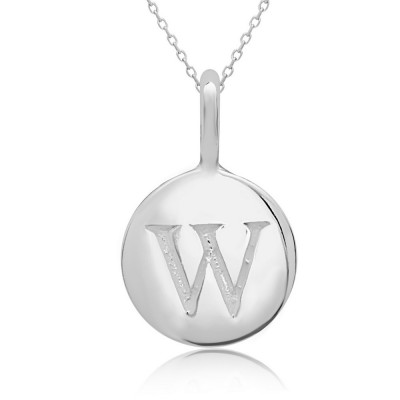 STERLING SILVER PLAIN ROUND CHARM LETTER W