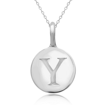 STERLING SILVER PLAIN ROUND CHARM LETTER Y