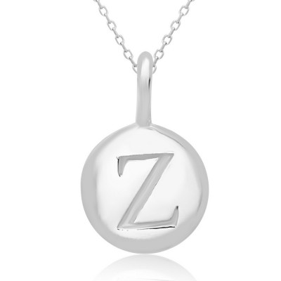 STERLING SILVER PLAIN ROUND CHARM LETTER Z