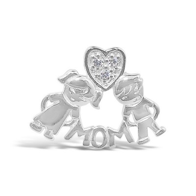 STERLING SILVER PENDANT BOY AND GIRL CUBIC ZIRCONIA HEART TOP
