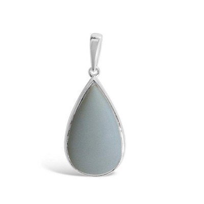 Sterling Silver Pendant White Agate Tear Drop Silver Wrap