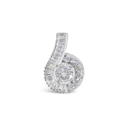 Sterling Silver Pendant Wavy Clear Cubic Zirconia Baguette Line Hook 1 Clea