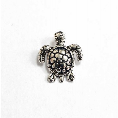 Sterling Silver Pendant Sea Turtle Oxidized Turtle Veins Shell