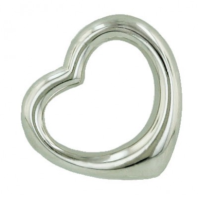 Sterling Silver Pendant Open Heart Plains Silver (Hallow Back)