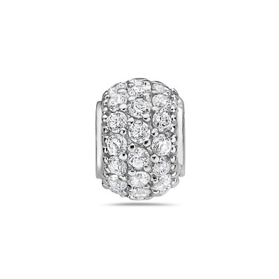 Sterling Silver Pendant 12mm Slidder Clear Cubic Zirconia Ball