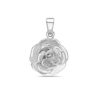 Sterling Silver Pendant 16mm Plain Rose--E-coated/Nickle Free--