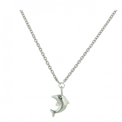 Sterling Silver Ankl 9.5 In. Plain Dolphin--Rhodium Plating/Nickle Free--
