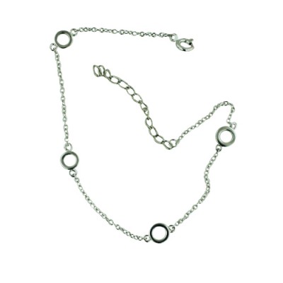 Sterling Silver Anklet Station Circle
