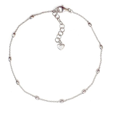 Sterling Silver Anklet Oval Beads with Chain