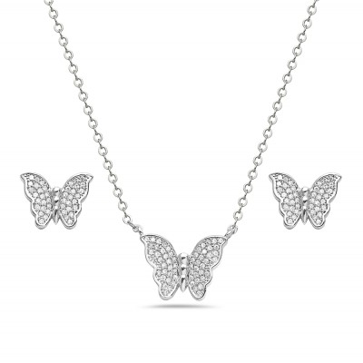 Brass Necklace Earring Butterfly Rolo Chain