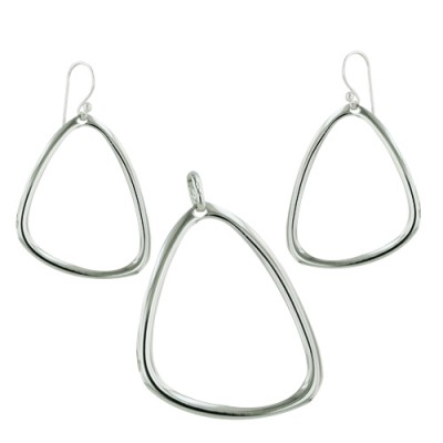 Brass Set Floating Triangle Silver Plate *Ec, Silver