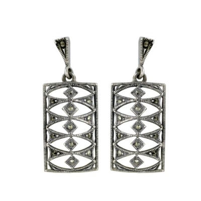Marcasite Earring Rhombus+Triangle Marcasite Open Rectangular