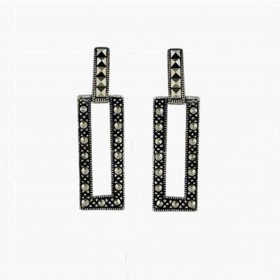 Marcasite Set Square Marcasite Top Rectangular Open Marcasite Fram