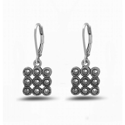 Marcasite Earring Round Marcasites Formed Square