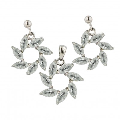 Sterling Silver Set 7 Marquis Clear Cubic Zirconia