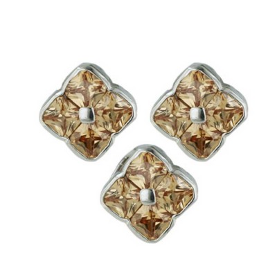 Marcasite Set Champagne Cubic Zirconia Flower