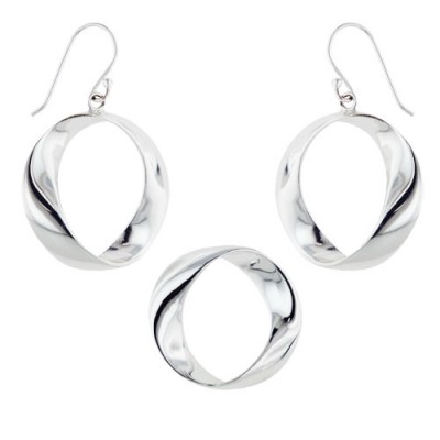 Sterling Silver Set Twisted Flat "O" (Earg On French Wire)