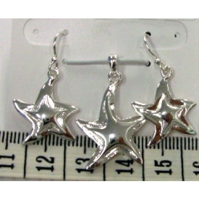 Sterling Silver Set Puff Out Starfish-E-Coated