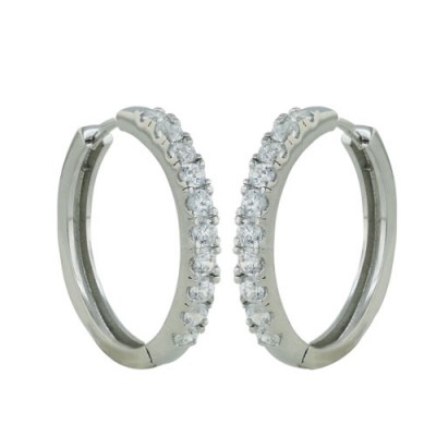 Brass Earring 30Mm Dbl Row Cz Hoop