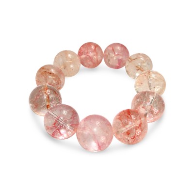 Strawberry Quartz 18 Mm Ball Bracelet-11 Beads