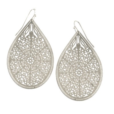 Brass Earg 32*48Mm Tear-Drop Filigree W/Fish Wire*