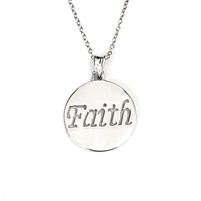 Sterling Silver Necklace Faith Word Cut Out 18 Inches