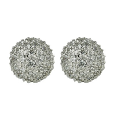 Brass Earg Stud 11.5Mm Ball W/Cl Cz Pave