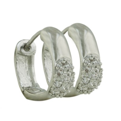 Brass Earg Huggie W/Cl Cz Pave Rh Plated