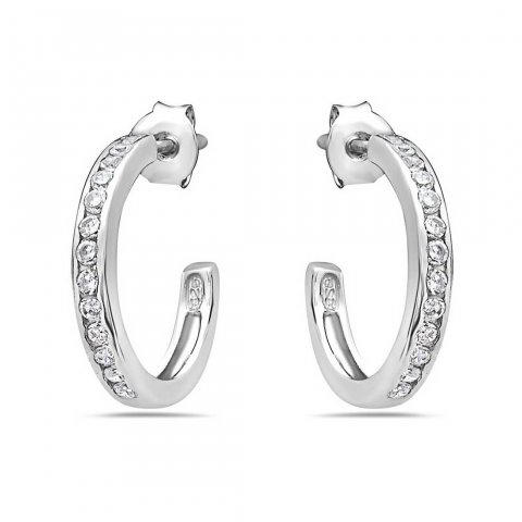 cubic hoop zirconia earring 15mm sterling clear silver